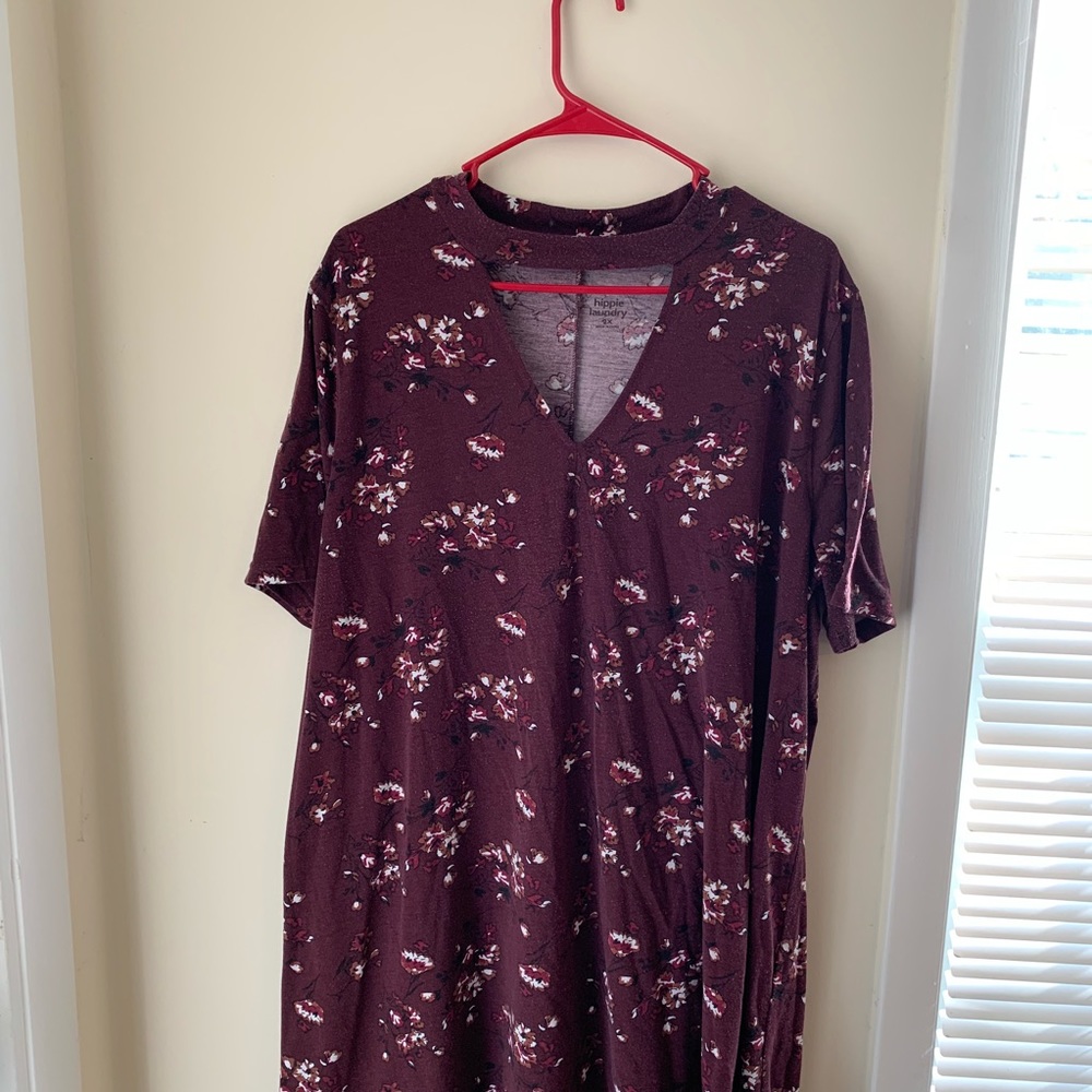 Burgundy Floral Midlength Dress
